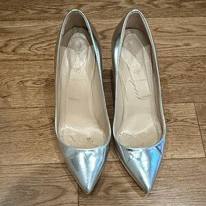 J. Crew Metallic Silver Pointed-Toe Pumps